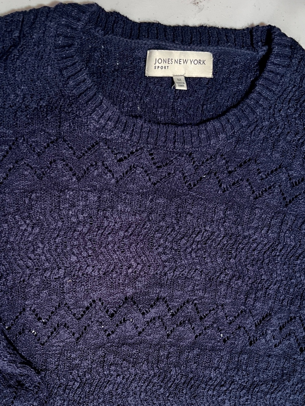 Jones New York Sport Women Navy Blue‎ Cable Knit Sweater Size Medium